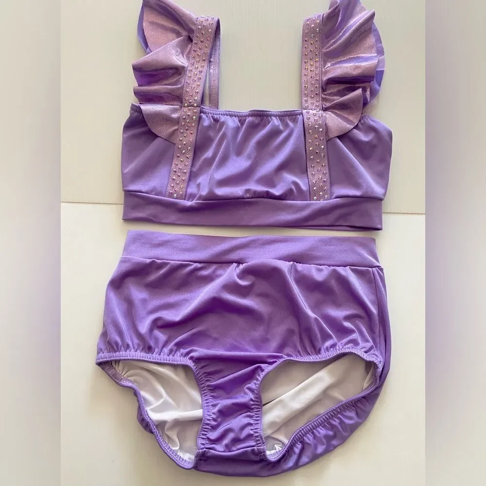 Kelle solo dance costom custume purple lavender 2 piece acro jazz 2867 MA adult